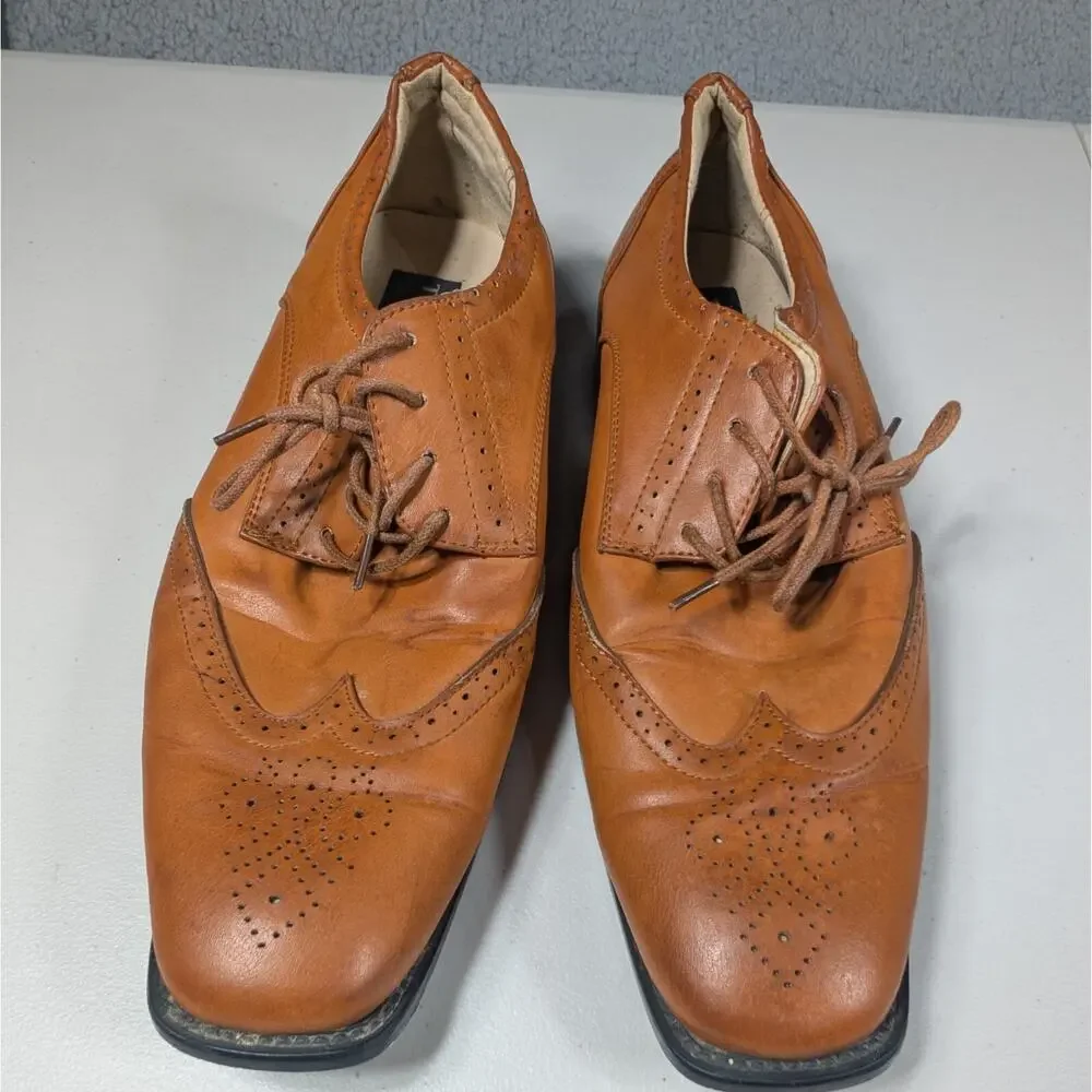 Tim Evans England Mens Size 11 Tan Brown Leather Wingtip Dress Shoes Oxford